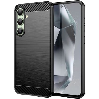 Mobigear Brushed Slim Samsung Galaxy S24 FE Hülle Flexibles TPU Backcover - Schwarz
