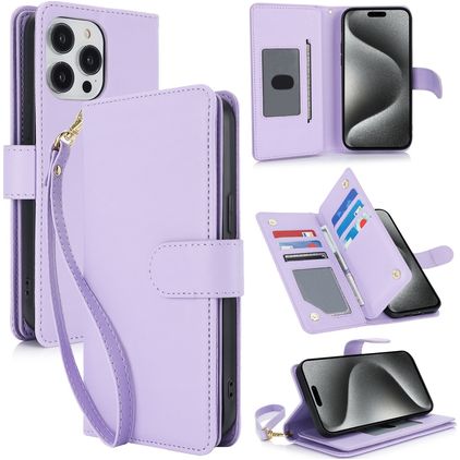 Mobigear Wallet iPhone 15 Pro Hülle Klapphülle Geldbörse - Lila
