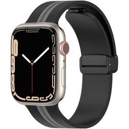 Mobigear Stripe Mag Silikon Apple Watch Armband Magnetverschluss - 42/41/40/38 mm - Schwarz / Grau