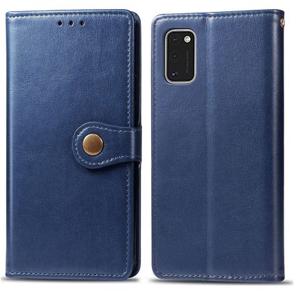 Mobigear Snap Button Samsung Galaxy A41 Hülle Klapphülle Geldbörse - Blau