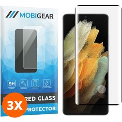 Mobigear Curved Samsung Galaxy S21 Ultra Panzerglas Gehärtetes Glas Displayschutz - Hüllenfreundlich - Schwarz (3er Pack)