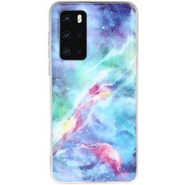 Mobigear Marble Huawei P40 Hülle Flexibles TPU Backcover - Blau