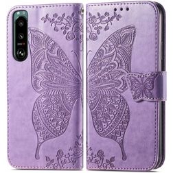 Mobigear Butterfly Sony Xperia 5 IV Hülle Klapphülle Geldbörse - Lila