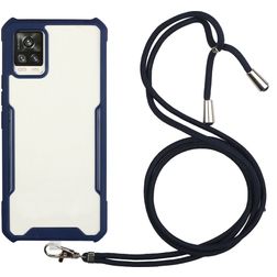 Mobigear Lanyard Samsung Galaxy A72 Flexibles TPU Handykette - Transparent / Dunkelblau