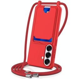Mobigear Lanyard Card Samsung Galaxy S26 Silikon Handykette mit Kartenhalter - Rot