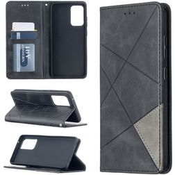 Mobigear Rhombus Slim Samsung Galaxy A52 Hülle Klapphülle - Schwarz