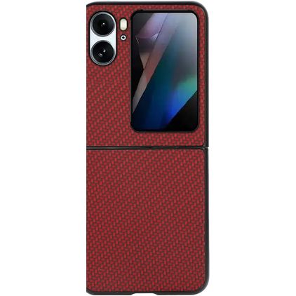 Mobigear Carbon OPPO Find N2 Flip Hülle Hardcase Backcover - Rot