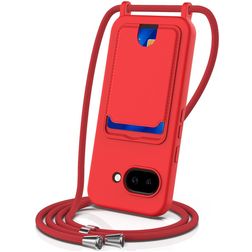 Mobigear Lanyard Card Google Pixel 10a Silikon Handykette mit Kartenhalter - Rot