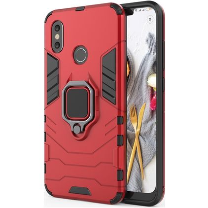 Mobigear Armor Ring Xiaomi Mi 8 Hardcase Backcover Shockproof mit Ringhalter - Rot