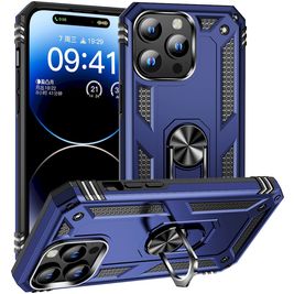 Mobigear Armor Ring iPhone 15 Pro Hülle Hardcase Backcover Stoßfest mit Ringhalter - Blau
