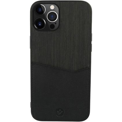 Valenta Card Slot iPhone 13 Pro Max Hülle Echtes Leder Backcover mit Kartenhalter - Schwarz