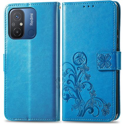 Mobigear Clover Xiaomi Redmi 12C Hülle Klapphülle Geldbörse - Blau