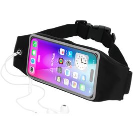 Mobiparts Comfort Fit Belt Handyhalterung Joggen iPhone 17 Sporthülle Neopren Gürtel - Schwarz