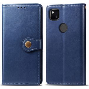 Mobigear Snap Button Google Pixel 4a Hülle Klapphülle Geldbörse - Blau