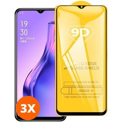 Mobigear Premium OPPO A31 Panzerglas Gehärtetes Glas Displayschutz - Hüllenfreundlich - Schwarz (3er Pack)