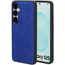 Mobiparts Classic Samsung Galaxy S25 MagSafe TPU / Kunstleder Backcover - Sapphire Blue