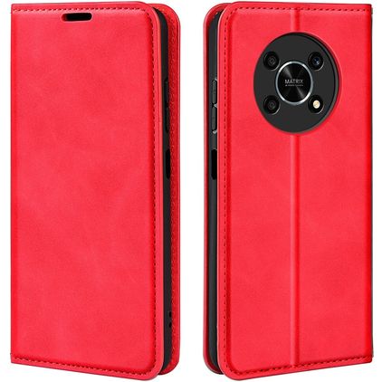 Mobigear Retro Slim HONOR Magic 4 Lite Hülle Klapphülle Geldbörse - Rot
