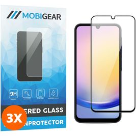 Mobigear Premium Samsung Galaxy A25 Panzerglas Gehärtetes Glas Displayschutz - Hüllenfreundlich - Schwarz (3er Pack)