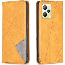 Mobigear Rhombus Slim Realme C35 Hülle Klapphülle - Cognac