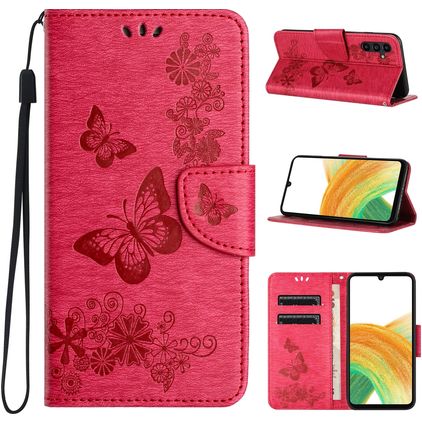 Mobigear Butterfly Samsung Galaxy A35 Klapphülle Portemonnaie - Rot