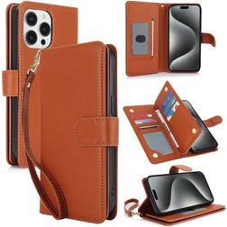 Mobigear Wallet iPhone 15 Pro Hülle Klapphülle Geldbörse - Braun