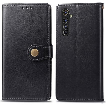 Mobigear Snap Button Realme X50 Pro Hülle Klapphülle Geldbörse - Schwarz