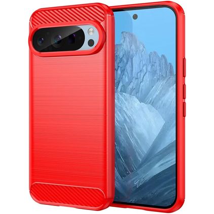Mobigear Brushed Slim Google Pixel 9 Pro Hülle Flexibles TPU Backcover - Rot