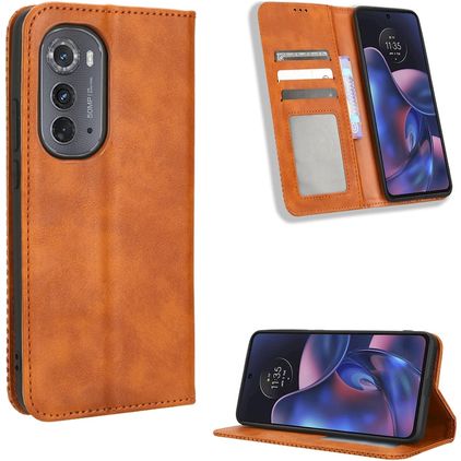 Mobigear Sensation Motorola Edge (2022) Hülle Klapphülle Geldbörse - Braun