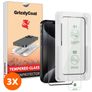 GrizzlyCoat AlignPro iPhone 15 Pro Panzerglas Gehärtetes Glas Displayschutz - Hüllenfreundlich + Applikator - Schwarz (3er Pack)