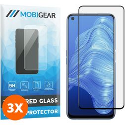 Mobigear Premium Realme 7 Panzerglas Gehärtetes Glas Displayschutz - Hüllenfreundlich - Schwarz (3er Pack)