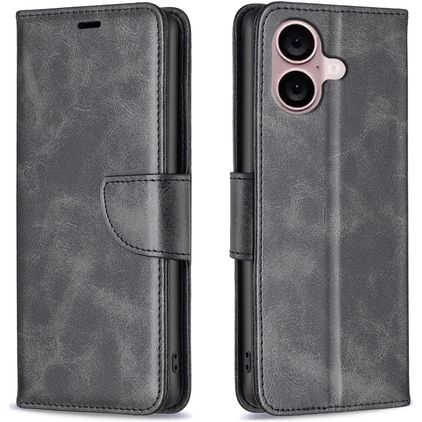 Mobigear Excellent iPhone 16 Plus Hülle Klapphülle Geldbörse - Schwarz