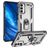 Mobigear Armor Ring Samsung Galaxy M23 Hülle Hardcase Backcover Stoßfest mit Ringhalter - Silber