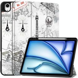 Mobigear Tri-Fold iPad Air 13 Zoll (2024) Hülle Klapphülle + Stifthalter - Eiffel Tower
