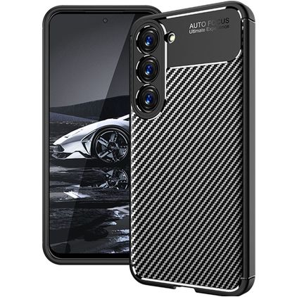 Mobigear Racing Samsung Galaxy S23 Hülle Flexibles TPU Backcover - Schwarz