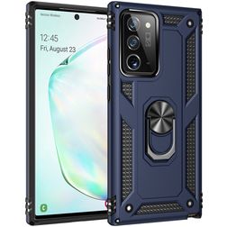 Mobigear Armor Ring Samsung Galaxy Note 20 Hülle Hardcase Backcover Stoßfest mit Ringhalter - Blau