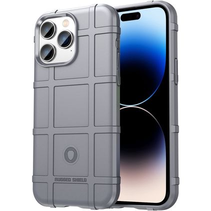 Mobigear Rugged Shield iPhone 14 Pro Max Hülle Flexibles TPU Backcover Stoßfest - Grau