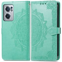 Mobigear Mandala OnePlus Nord CE 2 Hülle Klapphülle Geldbörse - Grün