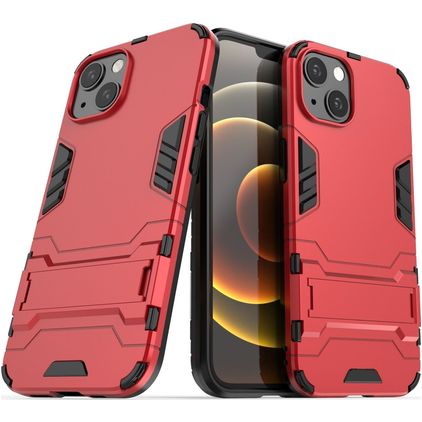 Mobigear Armor Stand iPhone 13 Hülle Hardcase Backcover Stoßfest mit Ständer - Rot