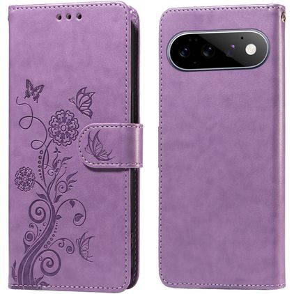 Mobigear Flowers Google Pixel 11 Hülle Klapphülle Geldbörse - Lila