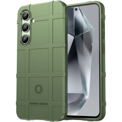 Mobigear Rugged Shield Samsung Galaxy S24 FE Hülle Flexibles TPU Backcover Stoßfest - Grün