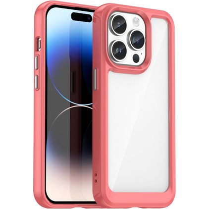 Mobigear Crystal iPhone 15 Pro Hülle Hardcase Backcover - Transparent / Rot