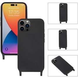 Mobigear Lanyard iPhone 14 Pro Silikon Handykette - Schwarz