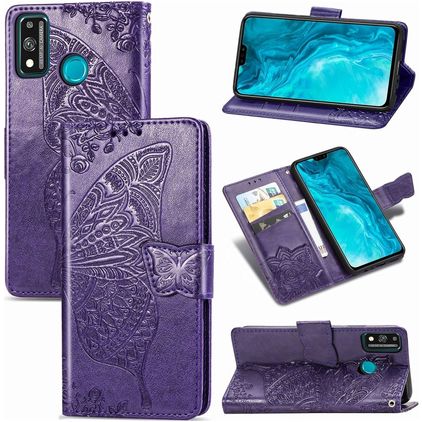 Mobigear Butterfly HONOR 9X Lite Hülle Klapphülle Geldbörse - Lila