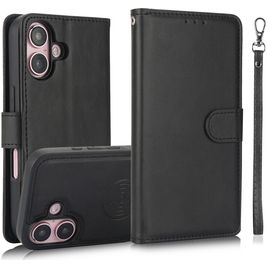 Mobigear Wallet iPhone 16 Plus Hülle Abnehmbare 2in1 Klapphülle Geldbörse - Schwarz