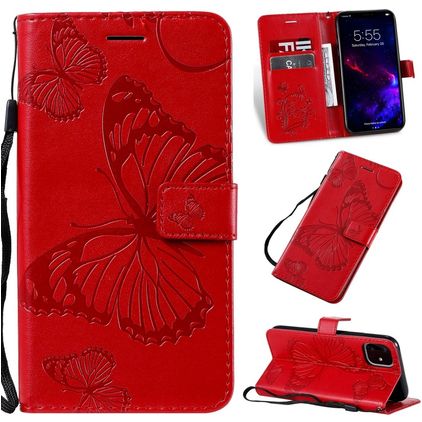 Mobigear Butterfly iPhone 11 Hülle Klapphülle Geldbörse - Rot