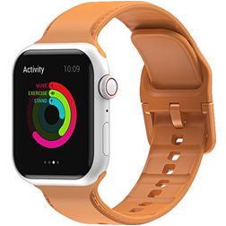 Mobigear Dashed Silikon Apple Watch Armband Dornschließe - 49/46/45/44 mm - Cognac
