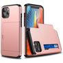 Mobigear Card iPhone 12 Pro Hülle Hardcase Backcover Stoßfest mit Kartenhalter - Roségold