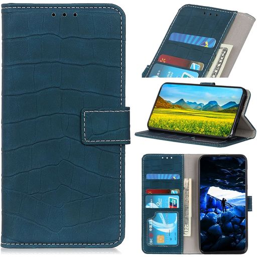 Mobigear Croco OPPO Reno 7 4G Hülle Klapphülle Geldbörse - Grün