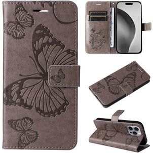 Mobigear Butterfly iPhone 16 Pro Max Hülle Klapphülle Geldbörse - Grau