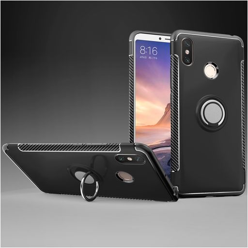 Mobigear Armor Ring Xiaomi Mi Max 3 Hülle Hardcase Backcover Stoßfest mit Ringhalter - Schwarz